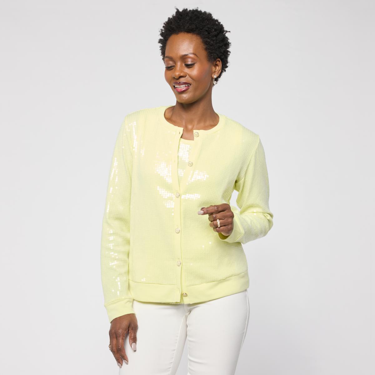 G by Giuliana Sweater Cardigan with Clear Sequins | HSN