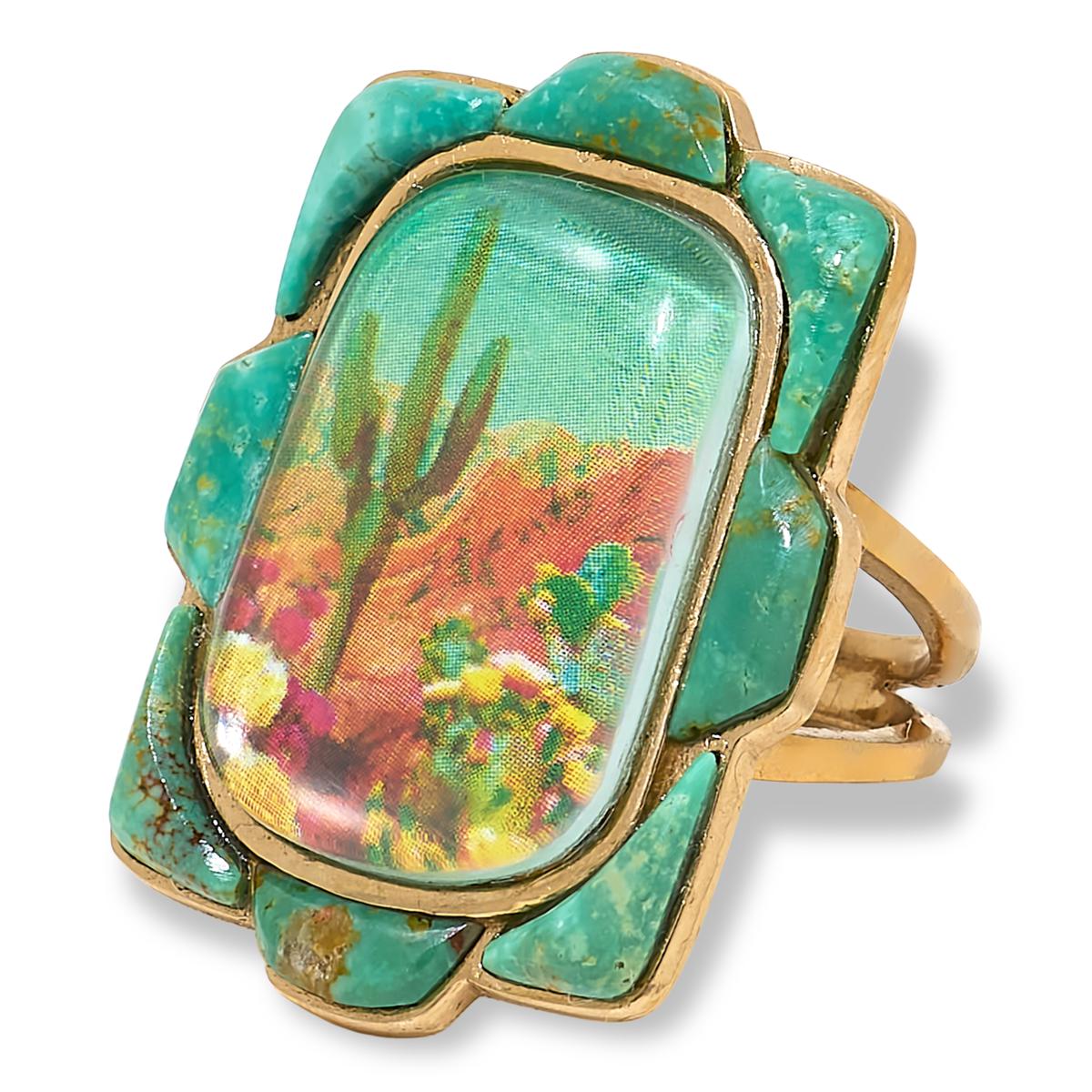 GemHues Bronze Gemstone Desert Cactus Landscape Ring 23485521 HSN