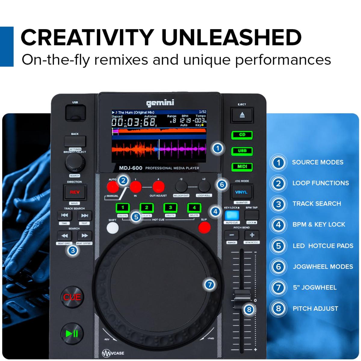 Gemini MDJ-600 Professional CD and USB Media Player | HSN