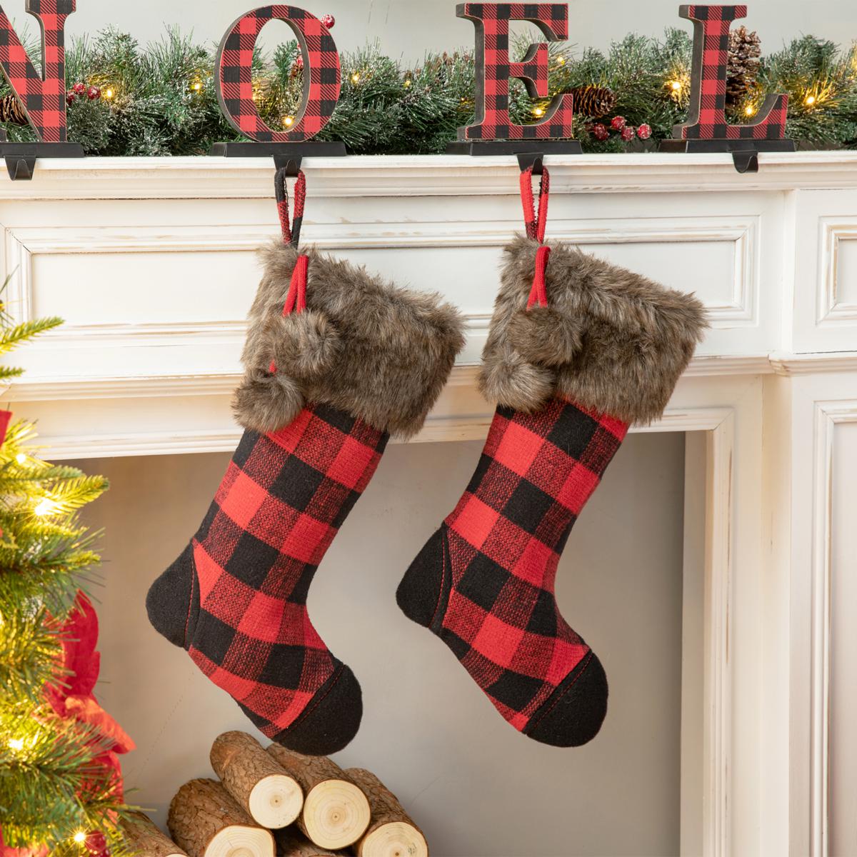 23” Red and Black Buffalo Plaid Stockings