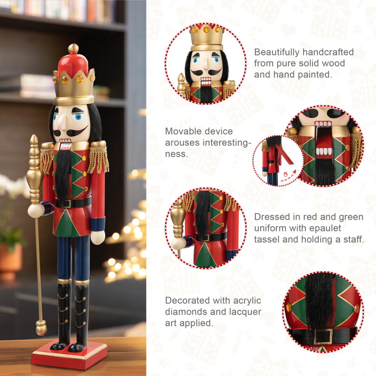 Glitzhome 54 Wooden Christmas Glitter King Nutcracker - 22187800