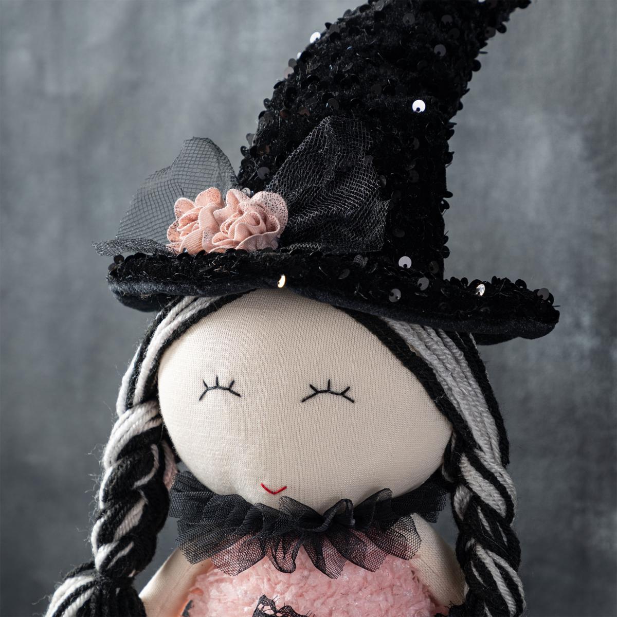 Glitzhome 29“H Halloween Pink Fabric Dressed Witch Sitter - 23681655 | HSN