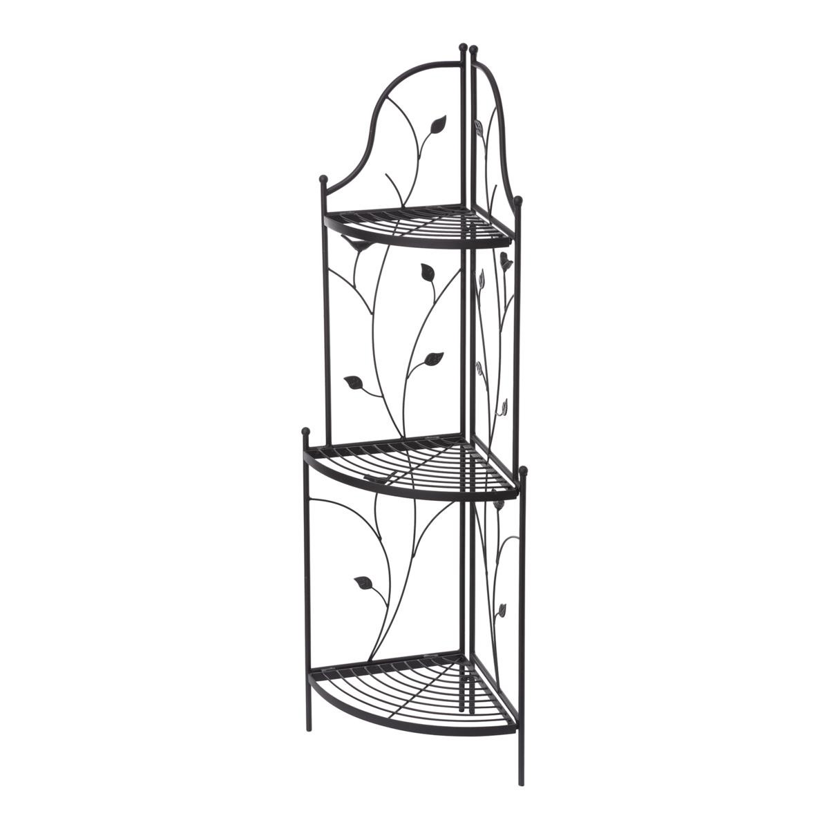 Glitzhome 44.75in H Black Metal Corner Shelf Plant Stand With 3 Tiers 