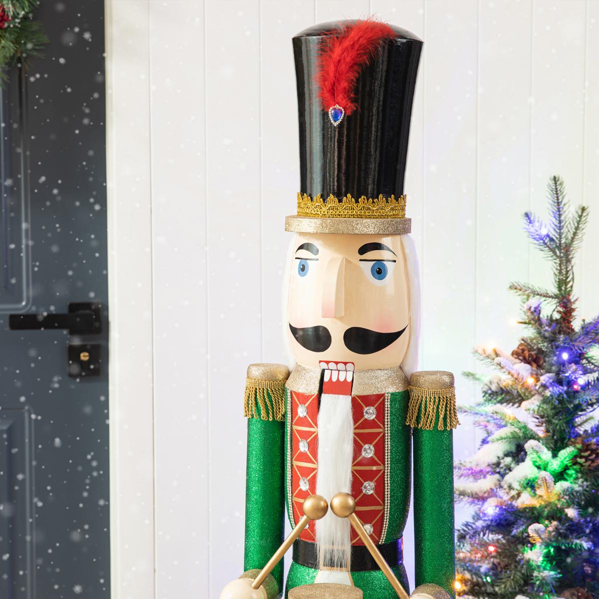 Glitzhome 54 Wooden Christmas Glitter King Nutcracker - 22187800