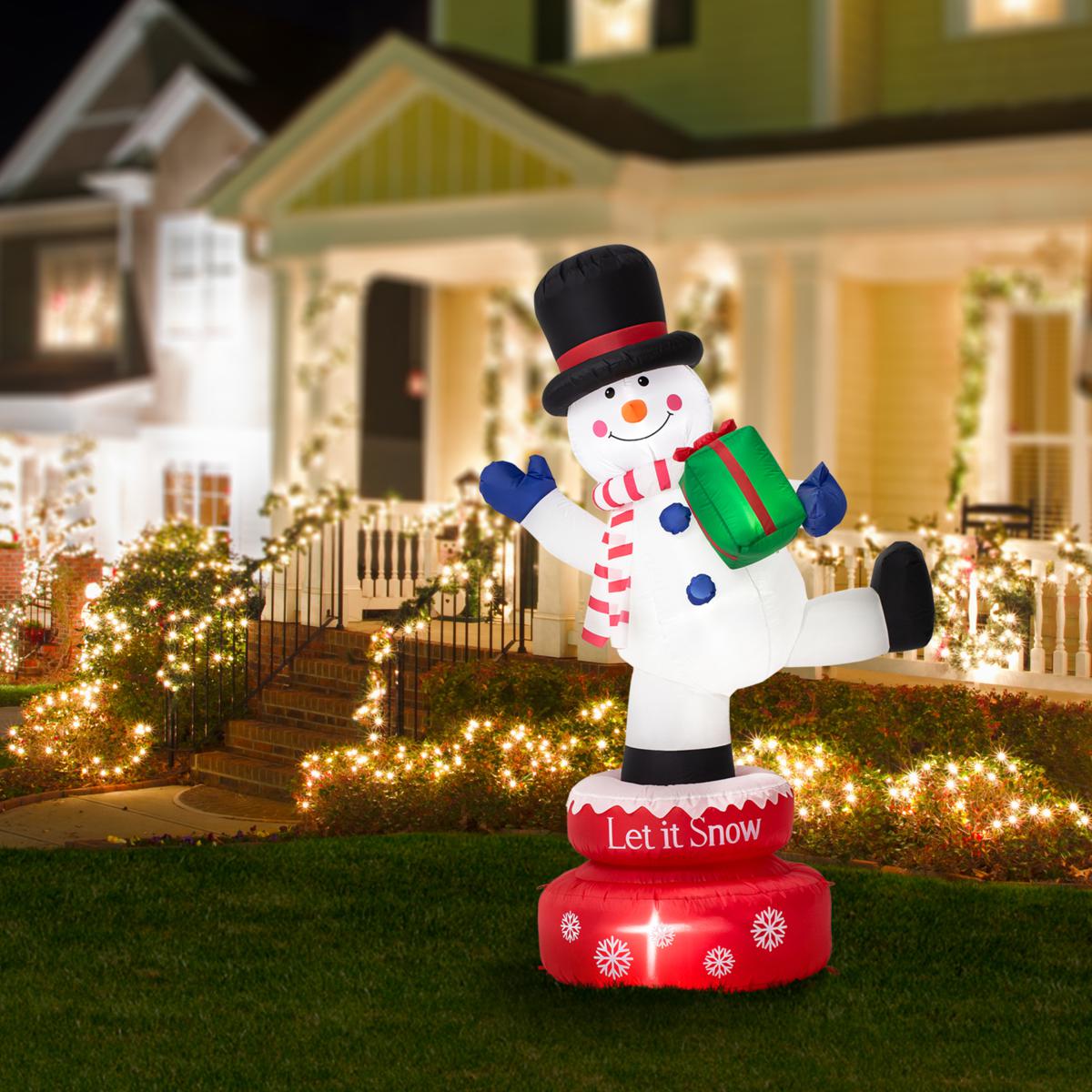 Glitzhome 6' Lighted Inflatable Rotating Snowman - 22187810