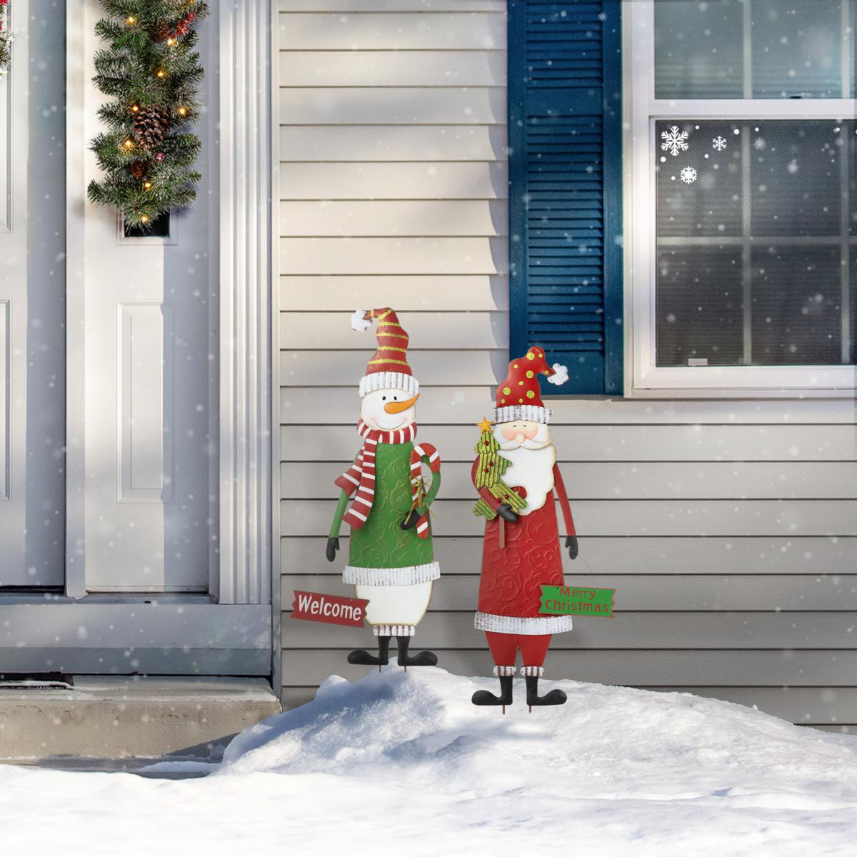 Glitzhome Metal Santa Yard Stake, Standing Decor or Wall Decor | HSN