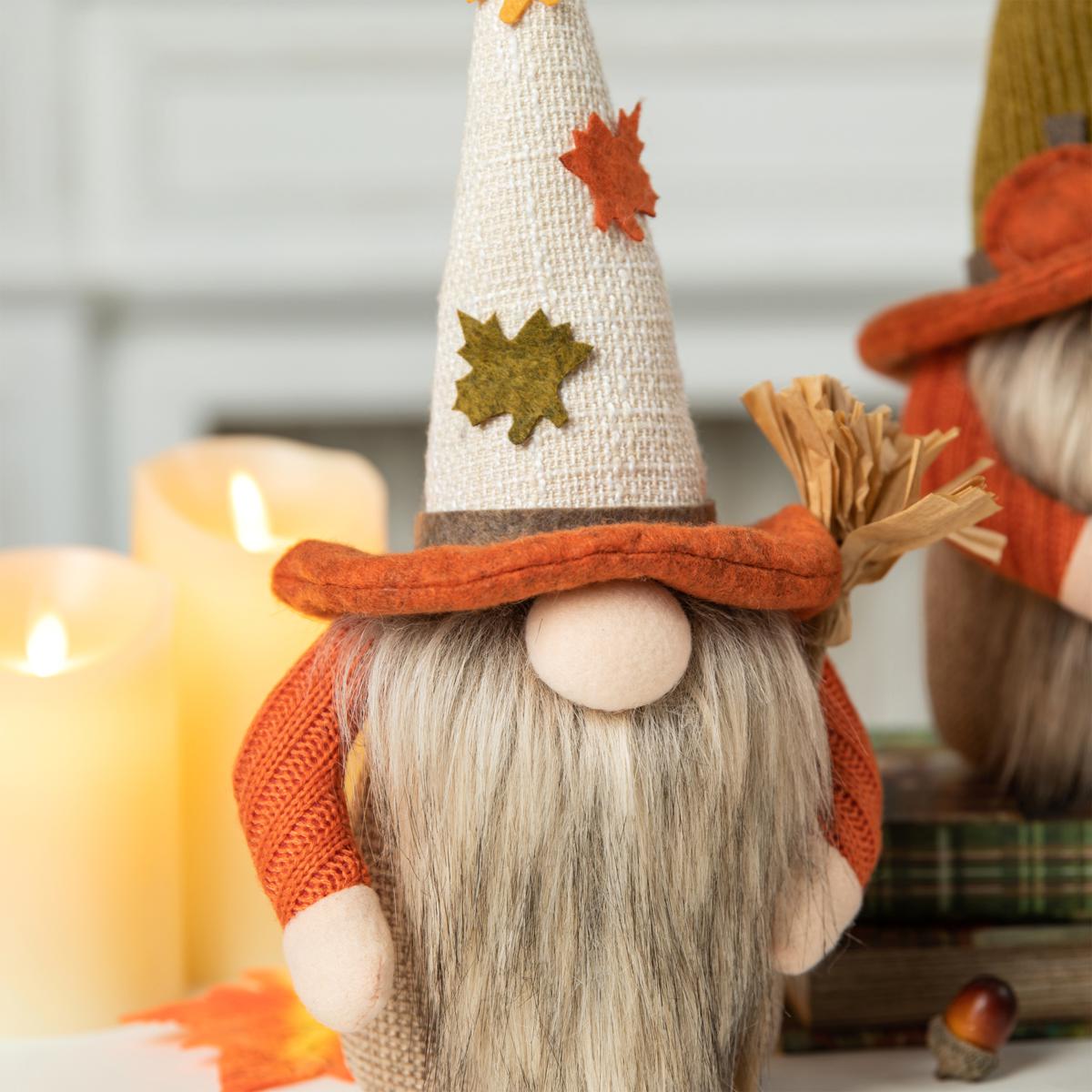 Glitzhome Set of 3 13in. H Fall Fabric Gnome | HSN