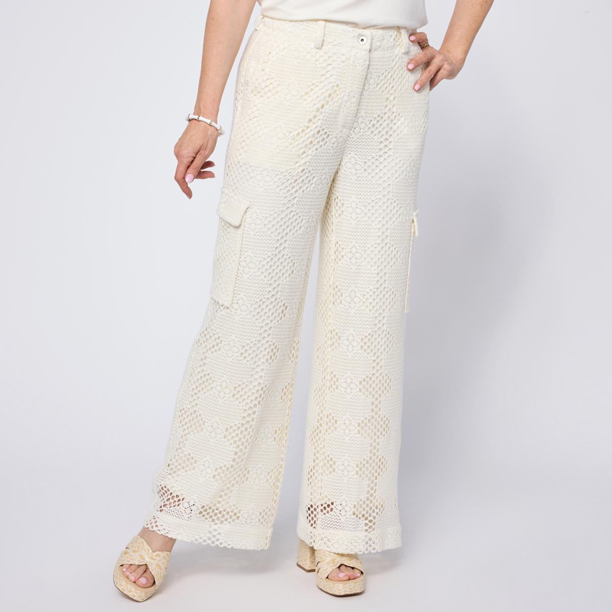 Grey by Jhoan Sebastian Grey Wide Leg Crochet Cargo Pant | HSN