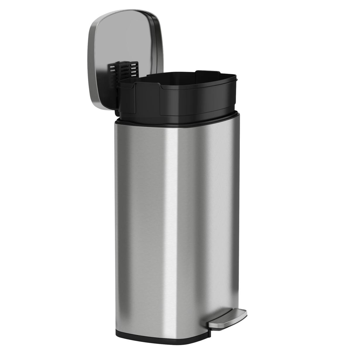 halo Premium 13.2 Gallon Step Pedal Trash Can with AbsorbX Odor Control System & Removable Inner Bucket - Stainless steel