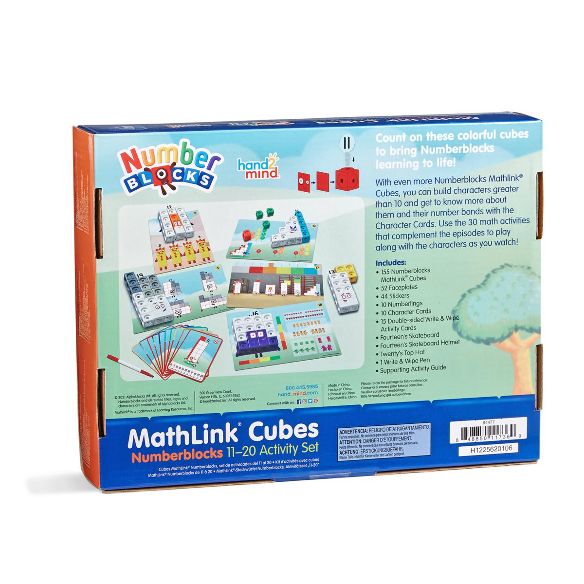 hand2mind Numberblocks MathLink Cubes - 11-20 Activity Set