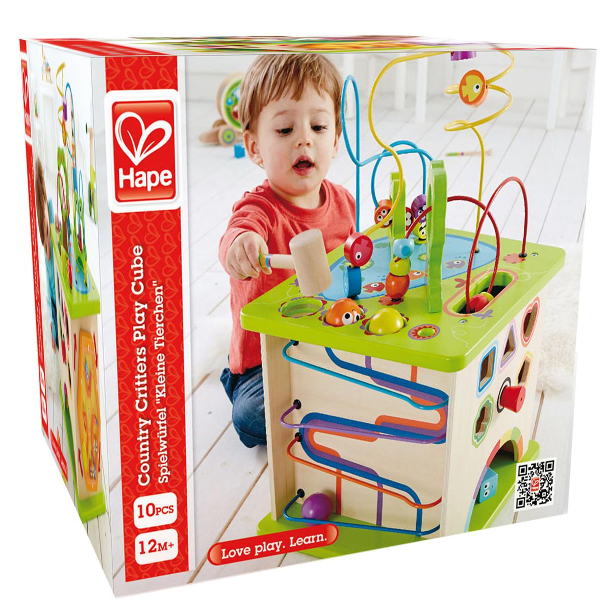 Hape Country Critters Play Cube 12ヶ月以上 Hape Country Critters Wooden Activity Play Cube - – HapeToys
