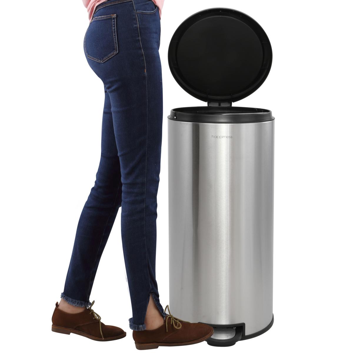 happimess 7.9-Gallons Stainless Steel Kitchen Trash Can with Lid Outdoor