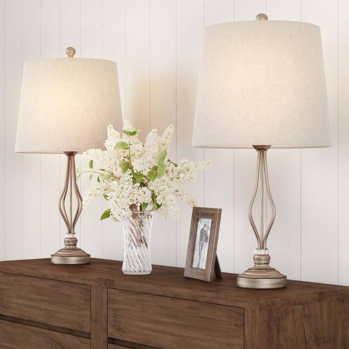 distressed table lamps set of 2