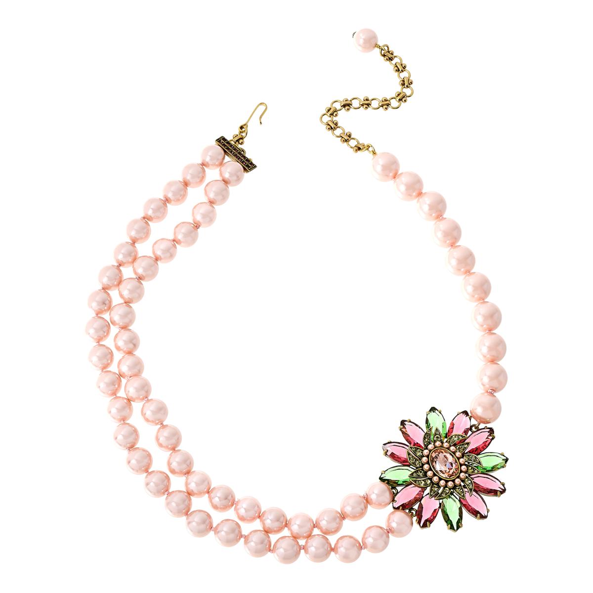 Heidi Daus La Dolce Vita Simulated Pearl Floral Station Necklace ...