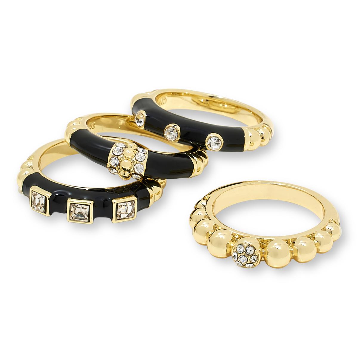 Heidi Daus Slim Pickens Black and White 4-piece Stack Ring Set