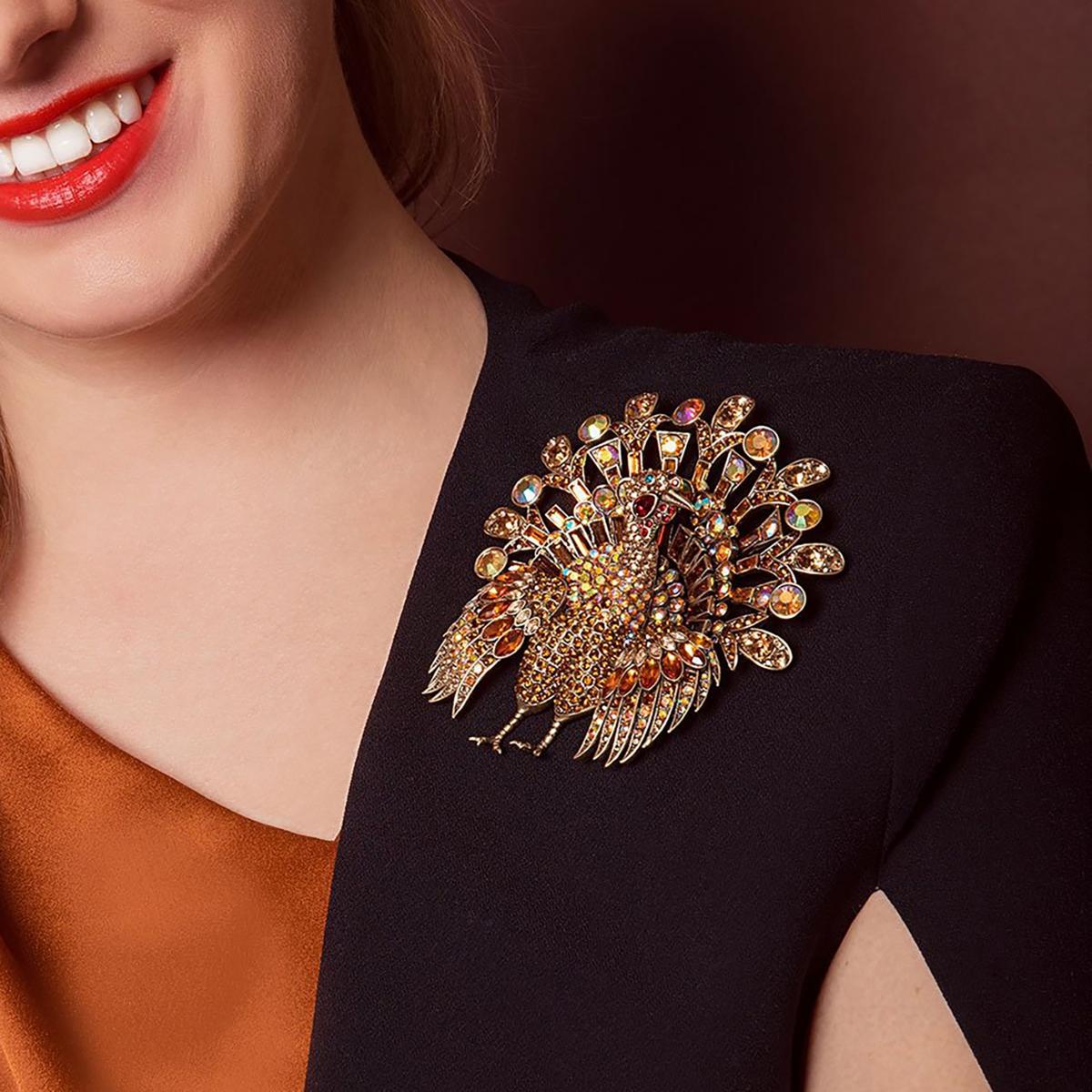 Heidi Daus Tyrone Turkey Multi-Color Crystal Pin | HSN