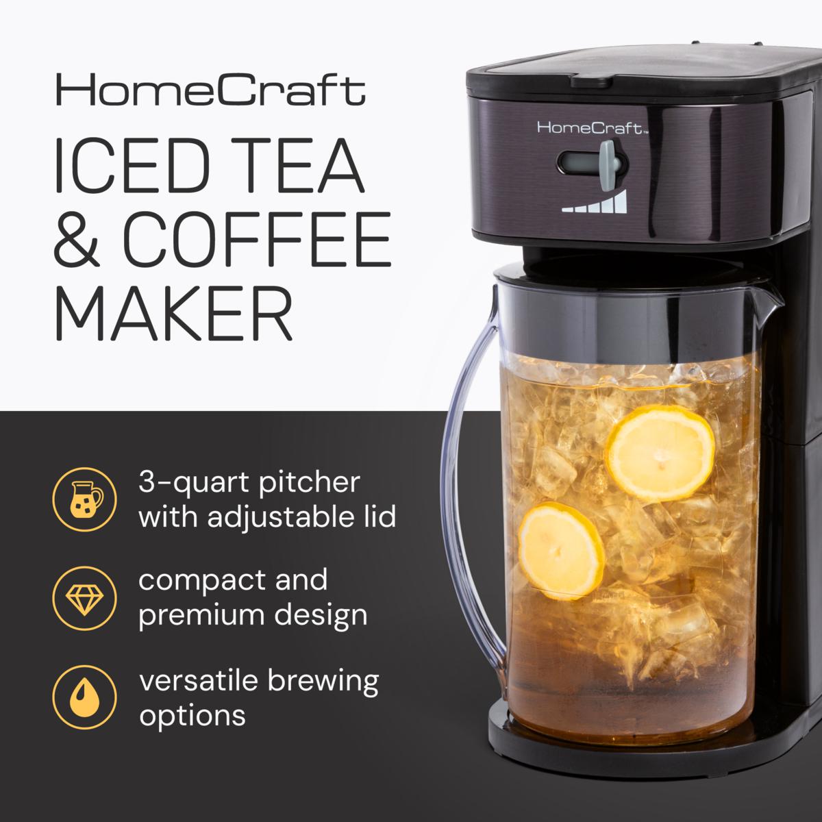 HomeCraft 3-Quart Black Café' Ice Iced Coffee and Tea Brewing
