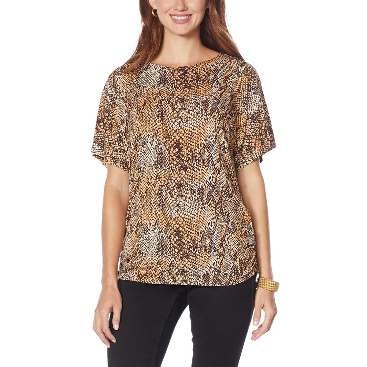 Burnout Tropical Print Ruched T-Shirt