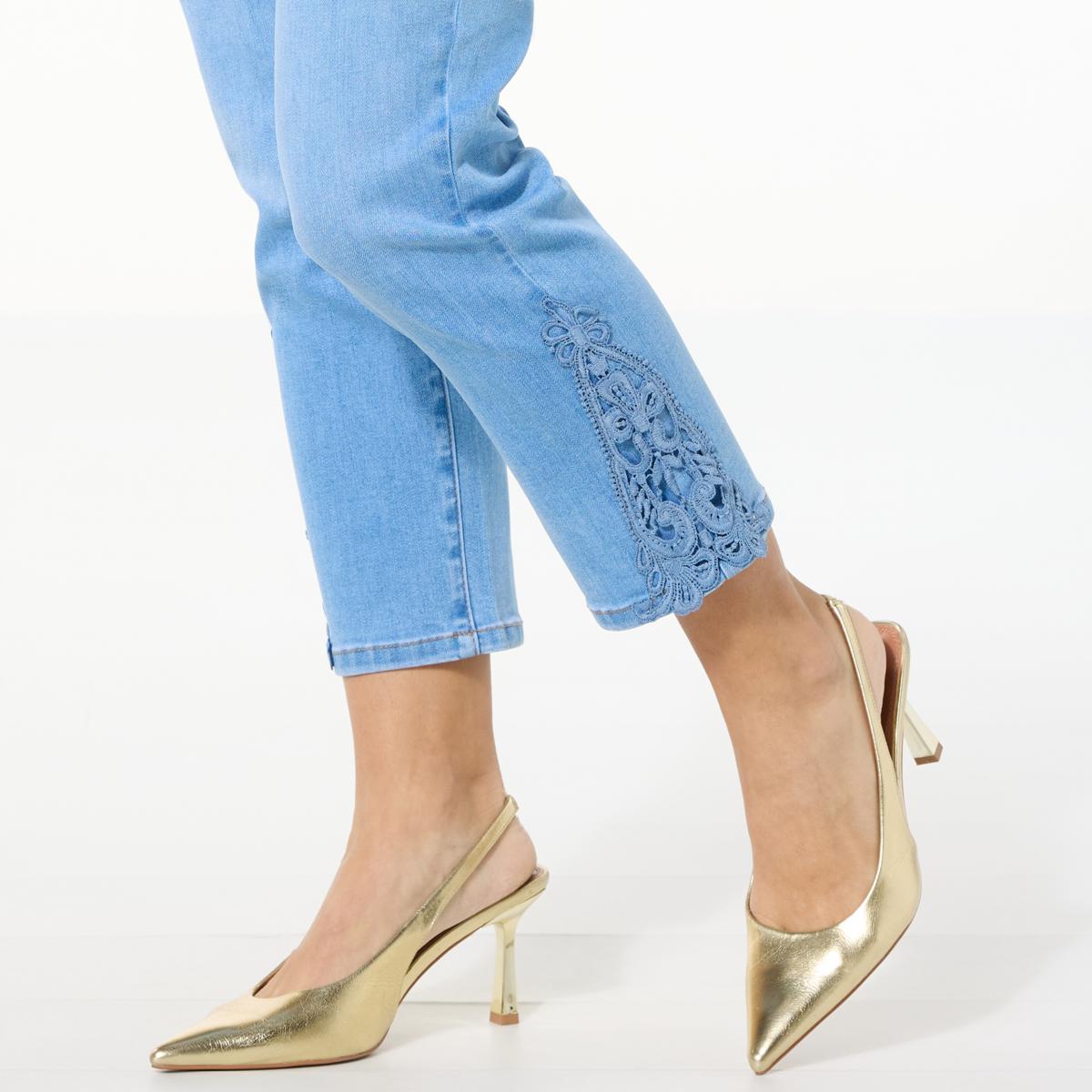 IMAN Global Chic Embroidered Cropped Skinny Jean - 23418694