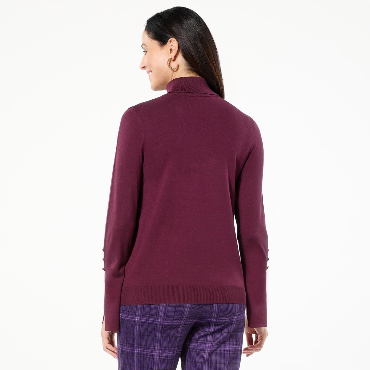 IMAN Global Chic Flounce Cuff Turtleneck Sweater - 23254454