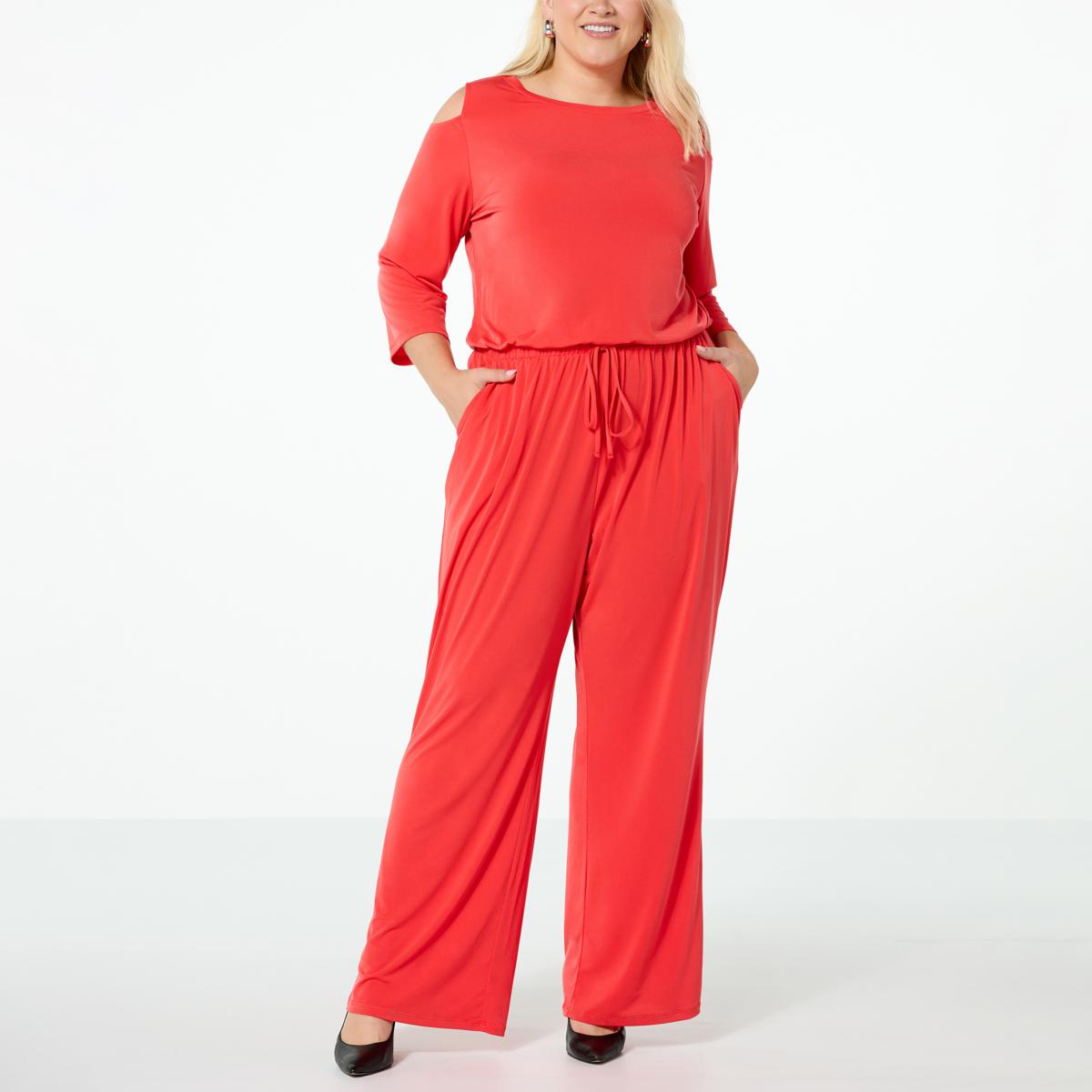 IMAN Global Chic Knit Jumpsuit with Drawstring Waist 20649216 HSN