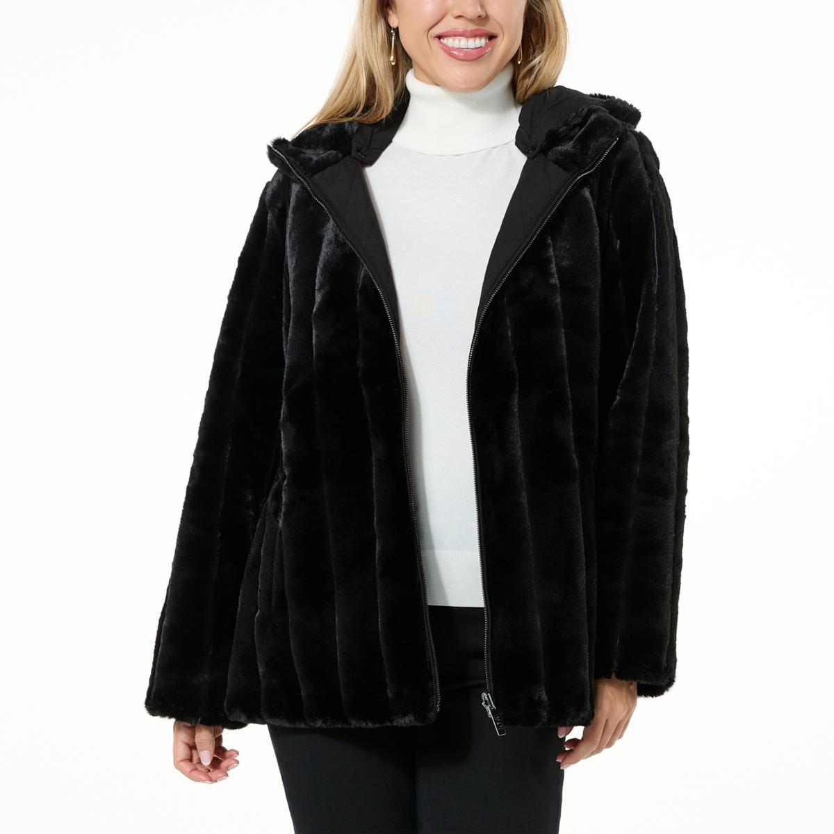 IMAN Global Chic Reversible Faux Fur/Quilted Jacket