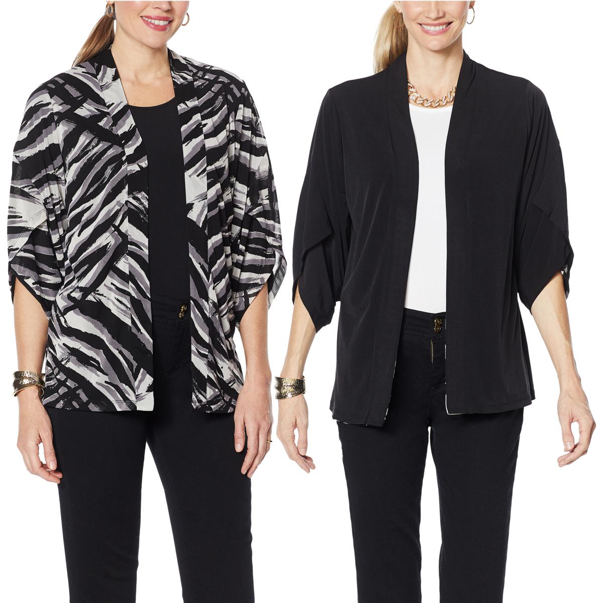 IMAN Global Chic Reversible Tulip-Sleeve Kimono Topper