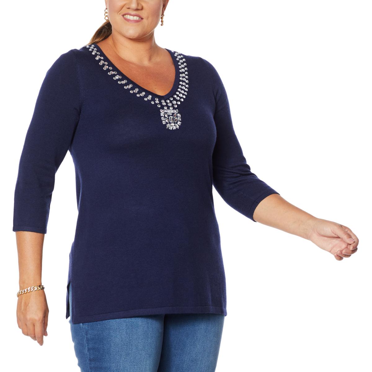 Iman Global Chic Touch of Cashmere Sweater Tunic - Brown - Size Medium