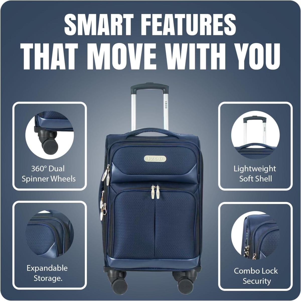 IZOD Ocean 3pc Expandable Luggage Set with Lock | HSN