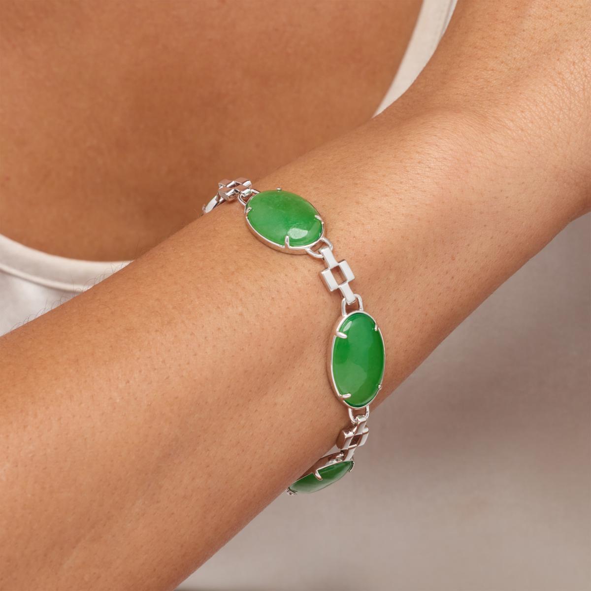 Jade of Yesteryear Green Jade Goldtone Link Bracelet | HSN