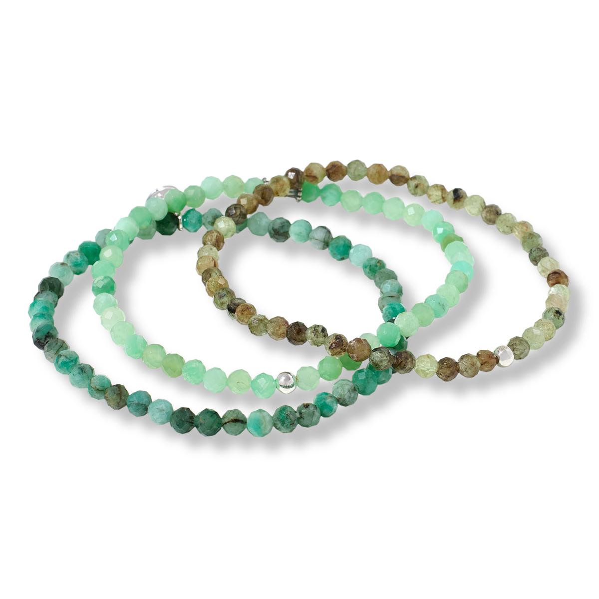 4mm - triple strand - faceted - Chrysoprase deals bracelet - with sterling silver beads. Custom made to fit your wrist.