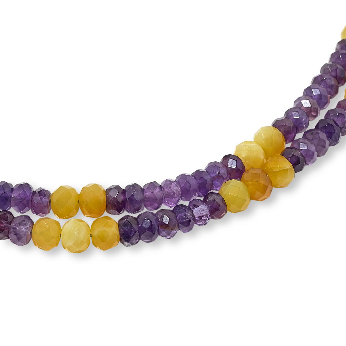 Jay King Amethyst and Yellow Opal Bead 2-Strand 18