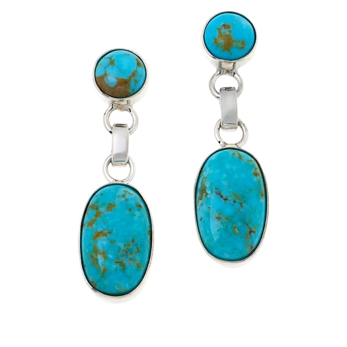 Jay King Gallery Collection Gold Matrix Turquoise Oval Drop Earrings