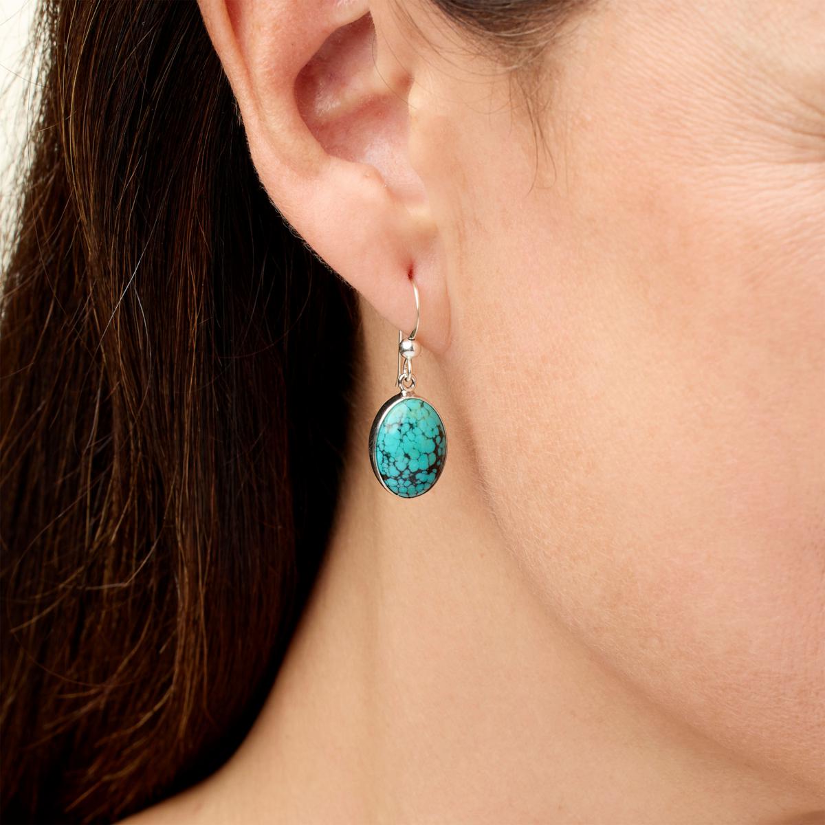 Sterling Silver Hubei Turquoise Earrings