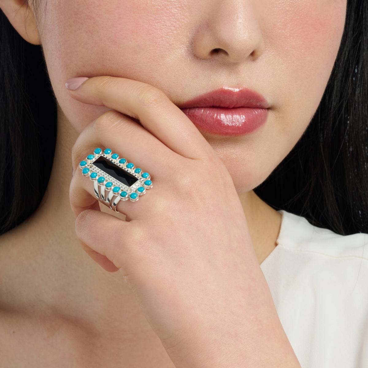 Jay King Sterling Midnight Chalcedony & Royal Blue Turquoise Ring