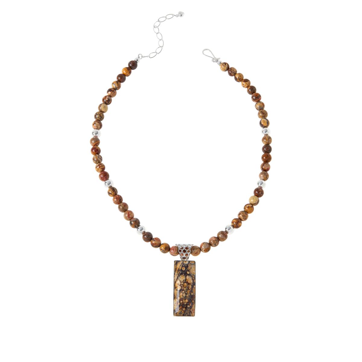 Jay King Shitake Stone Rectangular Pendant with Necklace