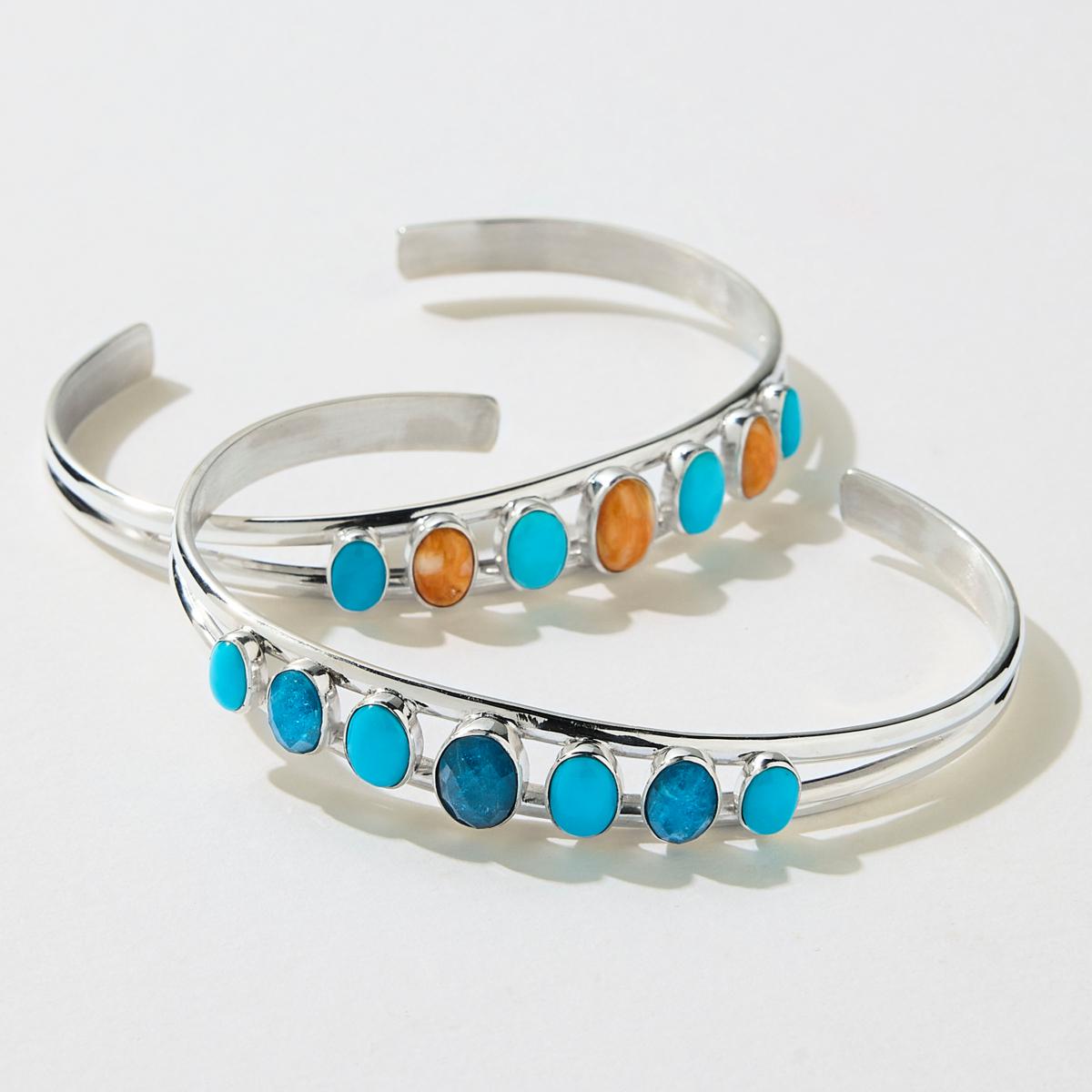 Jay King Sleeping Beauty Turquoise and Apatite Cuff Bracelet