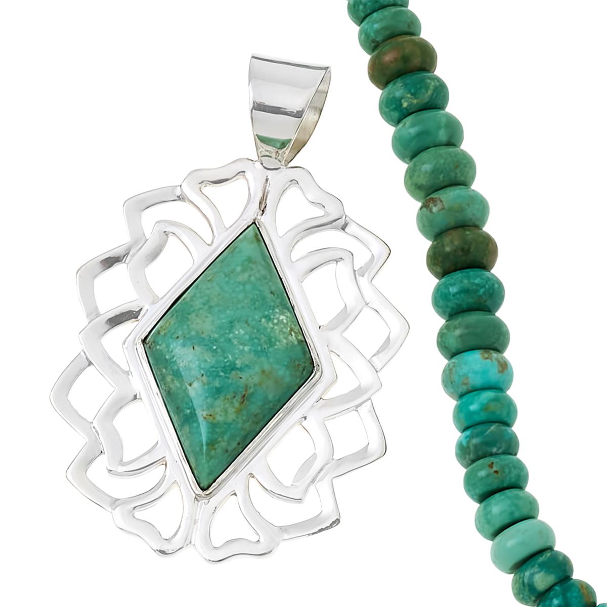 Jay King Sterling Silver Alicia Turquoise Pendant with Bead