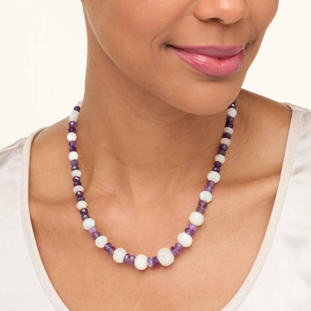 Sterling Silver Amethyst and Mother of Pearl Necklace Sterling Silver Amethyst and Mother of Pearl Necklace