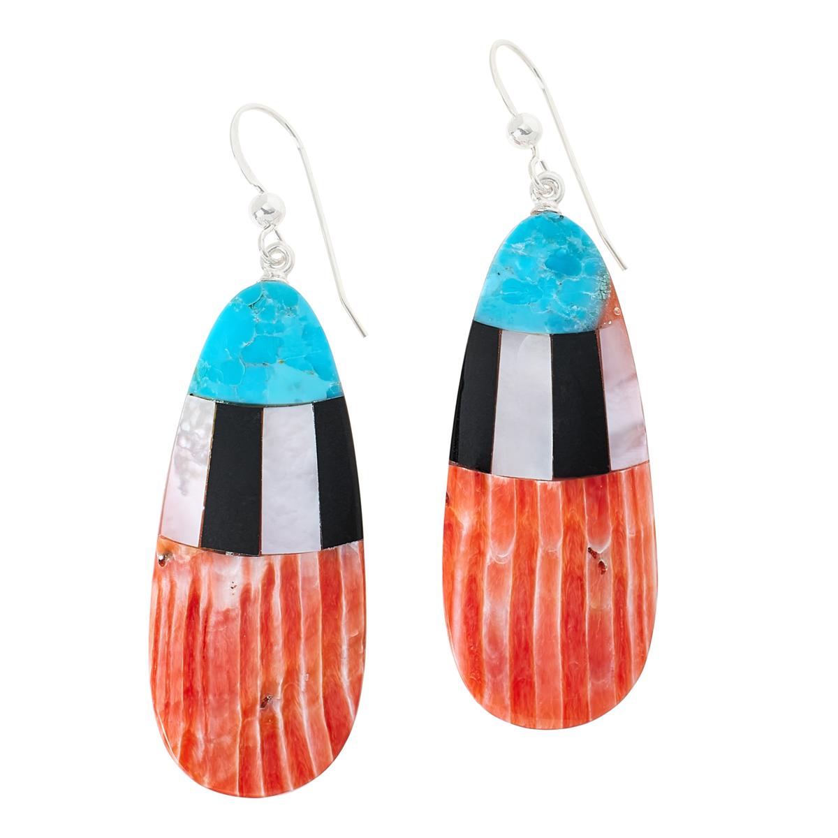 Jay King Sterling Silver Multigemstone Inlay Drop Earrings - 22345290 | HSN