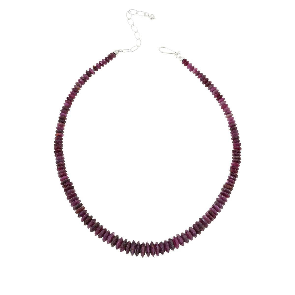 Jay King Sterling Silver Ruby Graduated Bead Necklace 20821522 HSN