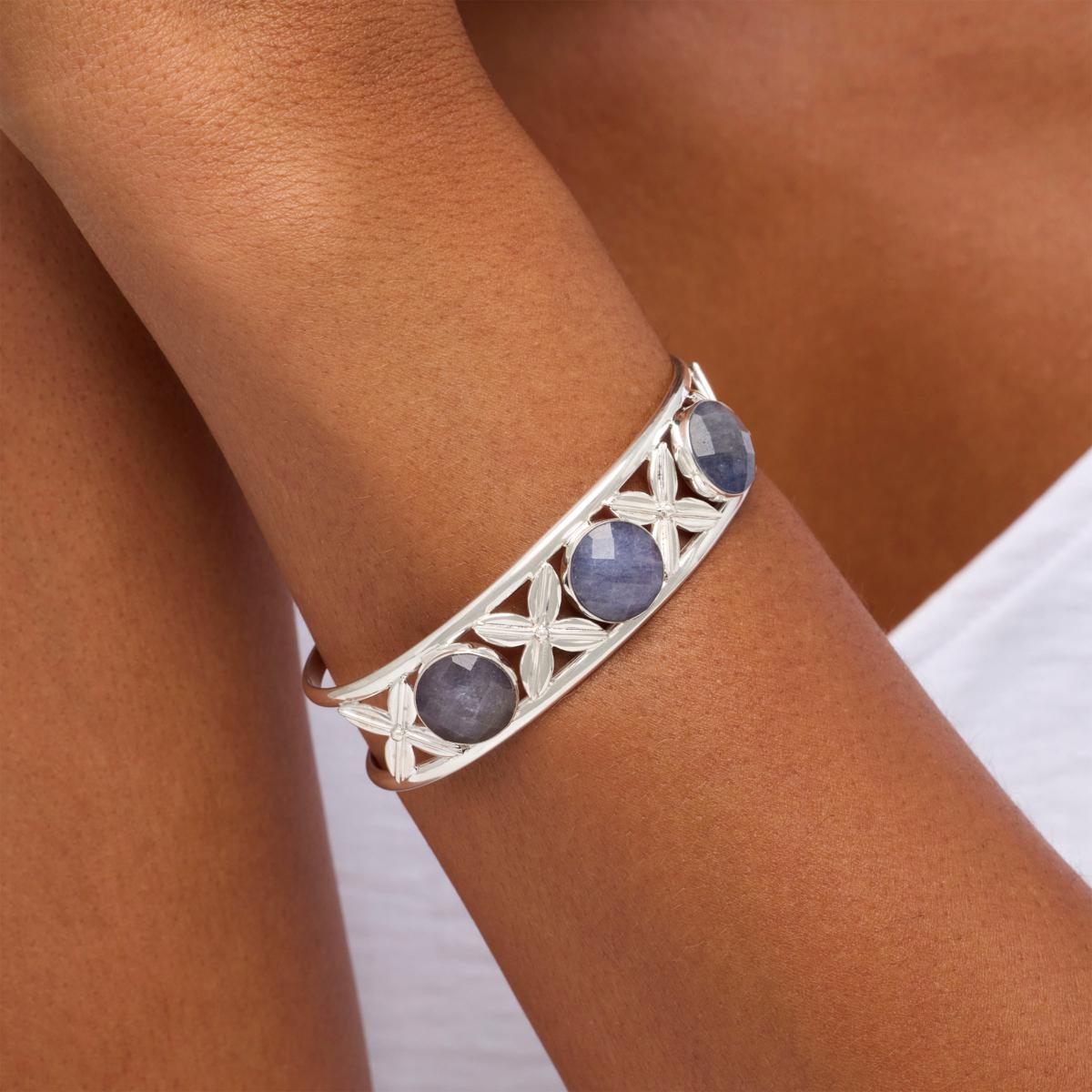 Jay King Sterling Silver Tanzanite 3-Stone Cuff Bracelet