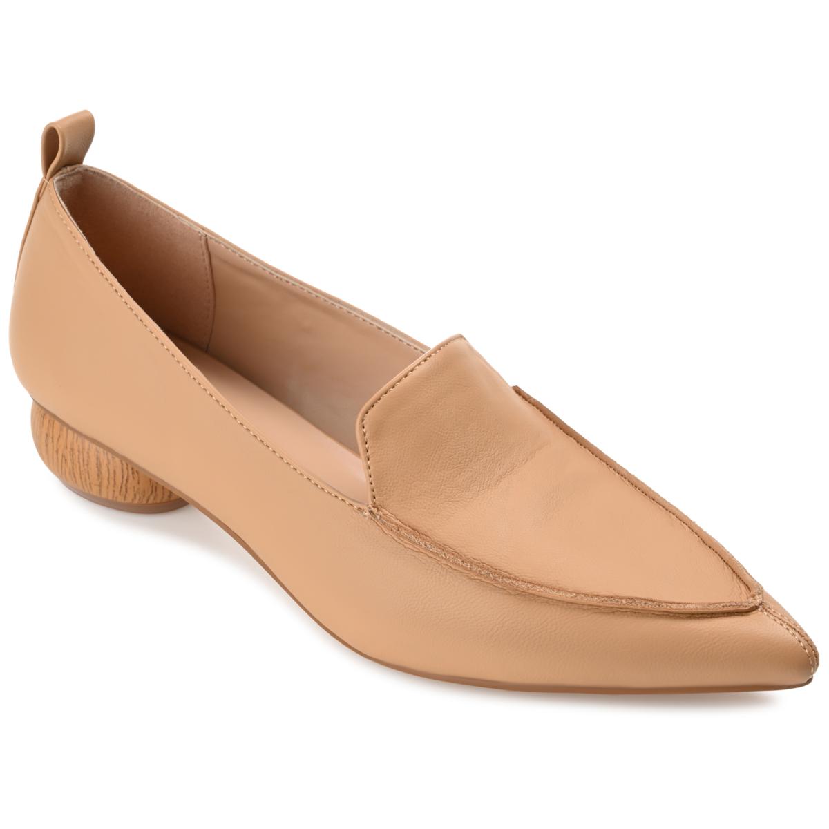 Ladies tan outlet leather flat shoes