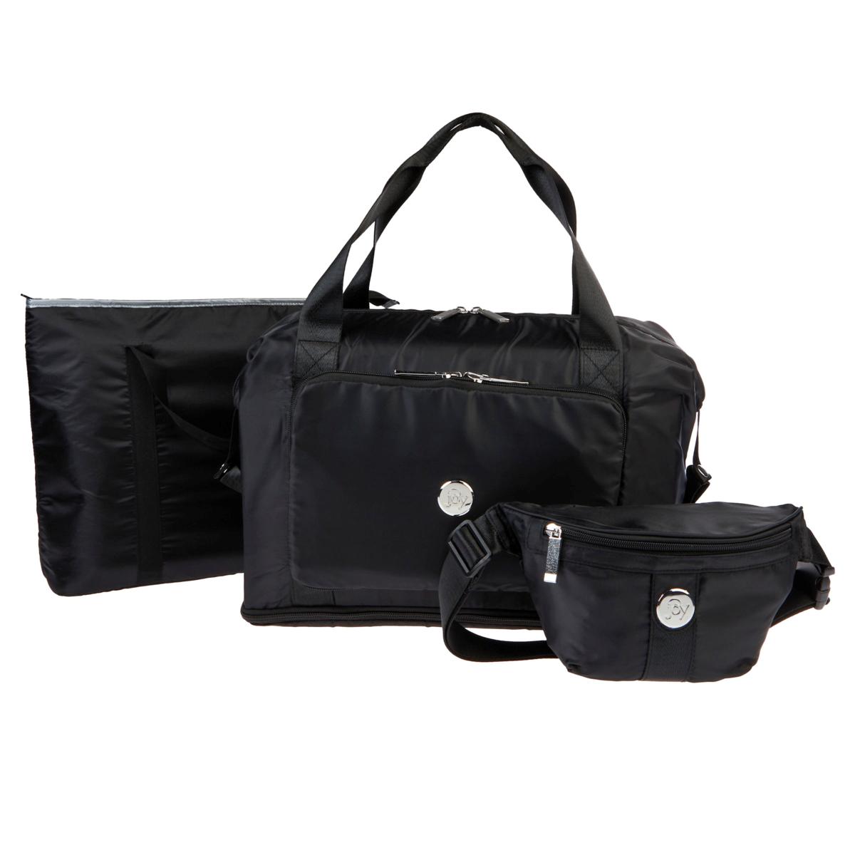 Joy Mangano Joy CleanBoss Expandable Pop Tote with Belt Bag New Cooler Bag Black