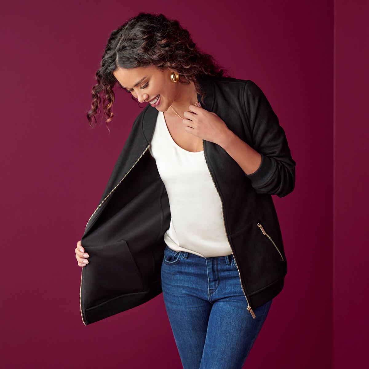 Joy CleanBoss Luxurious Faux Suede Reversible Bomber Jacket Joy CleanBoss Luxurious Faux Suede Reversible Bomber Jacket