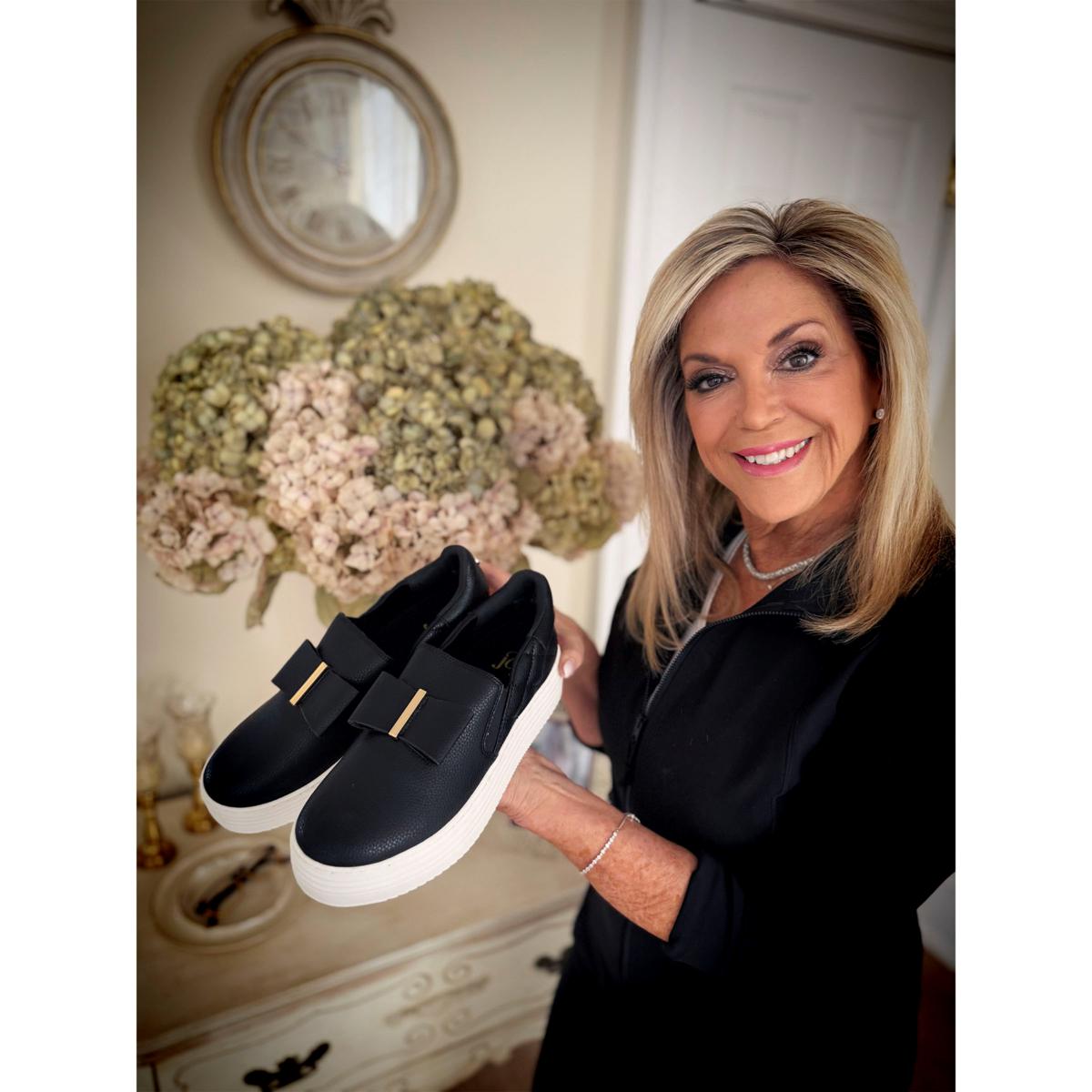 Joy Luxe Slip-On Genuine Leather Bow Sneaker with Orthotic Insole