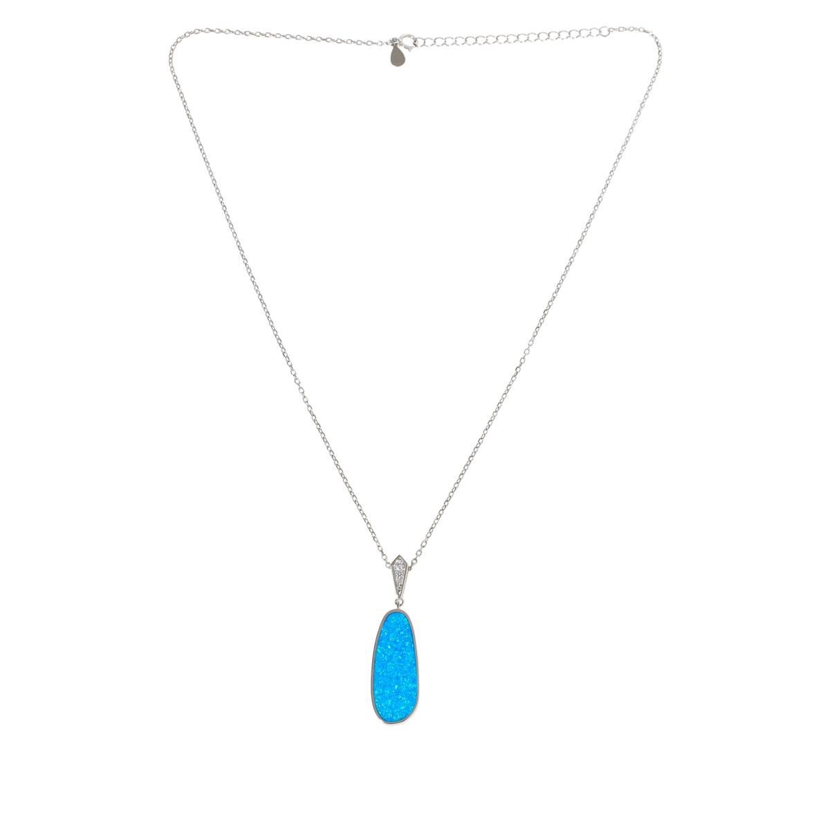 Chaco Canyon Sterling Silver Gemstone Paperclip Chain Y-Drop Necklace - Blue