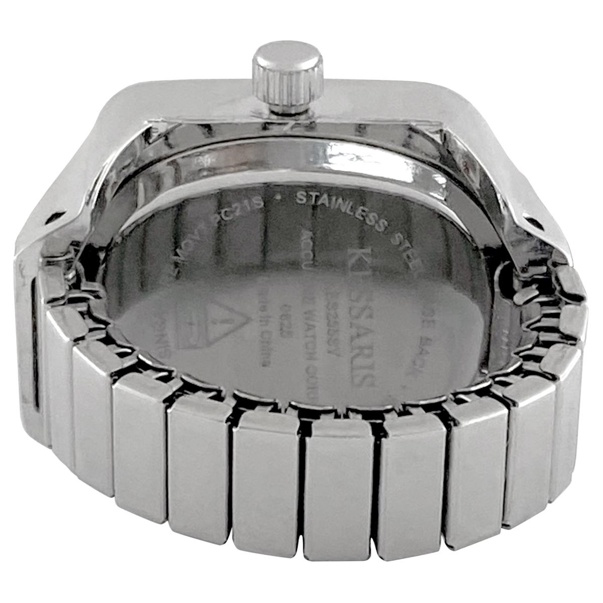 Stainless Steel Quartz With Crystal-Accent Women\'s Ring Watch - Silver Kessaris Crystal-Accent Expansion Band Ring Watch | HSN main image 3