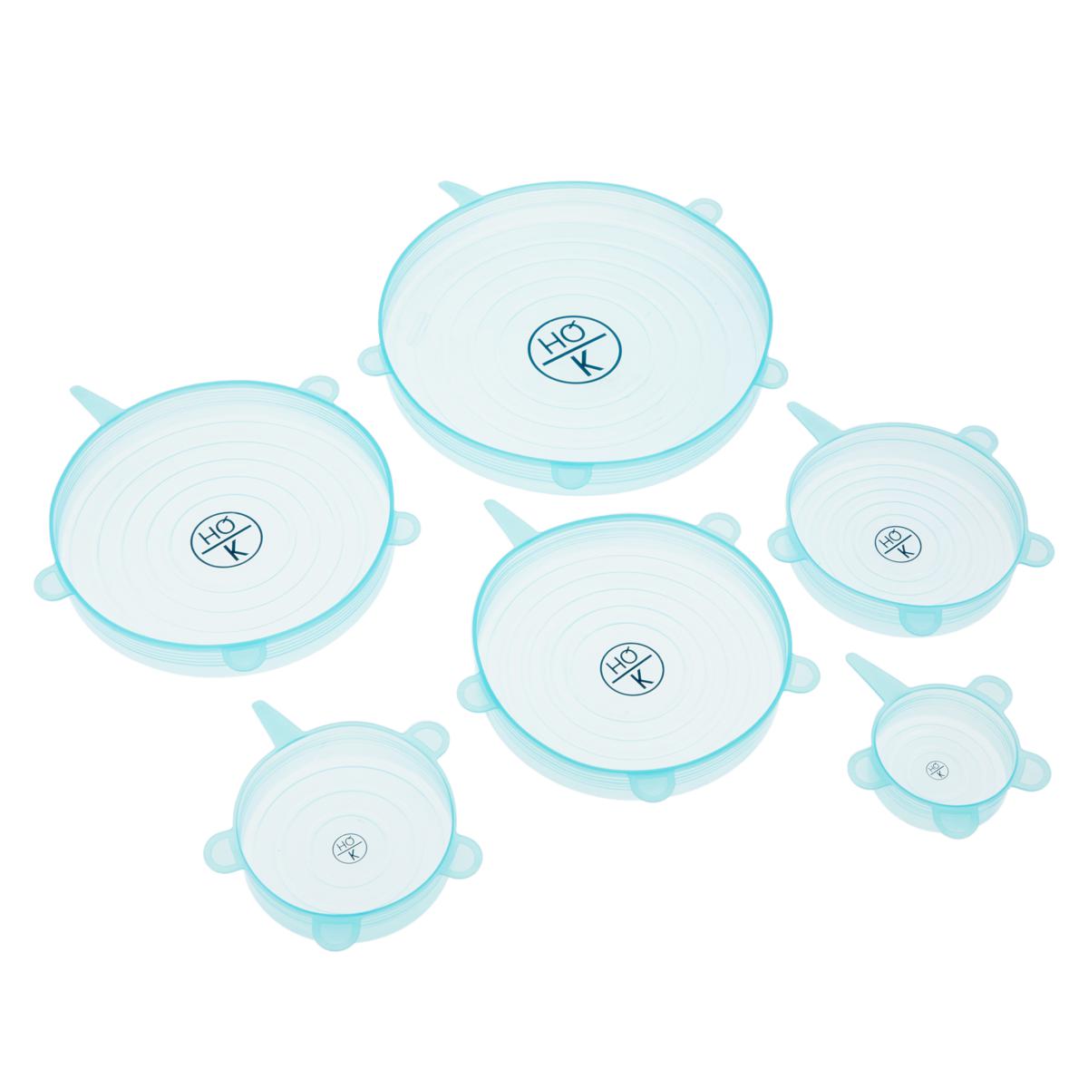 Kitchen + Home Silicone Stretch Lids - Set of 6 Silicone Food Saver Covers  - BPA Free, Dishwasher, Microwave, & Oven Safe