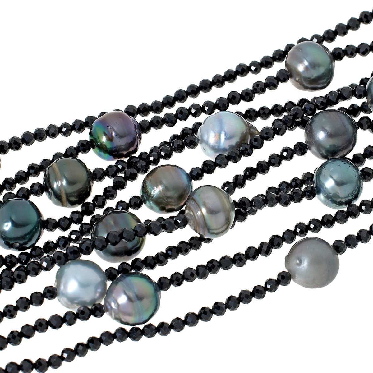 Black Spinel and Tahitian black pearls bracelet buy